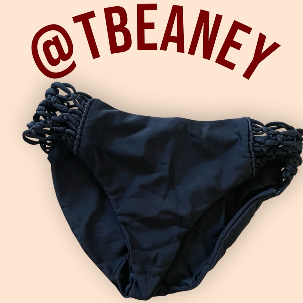 Mikoh Black Bikini Bottom with Knotted Sides